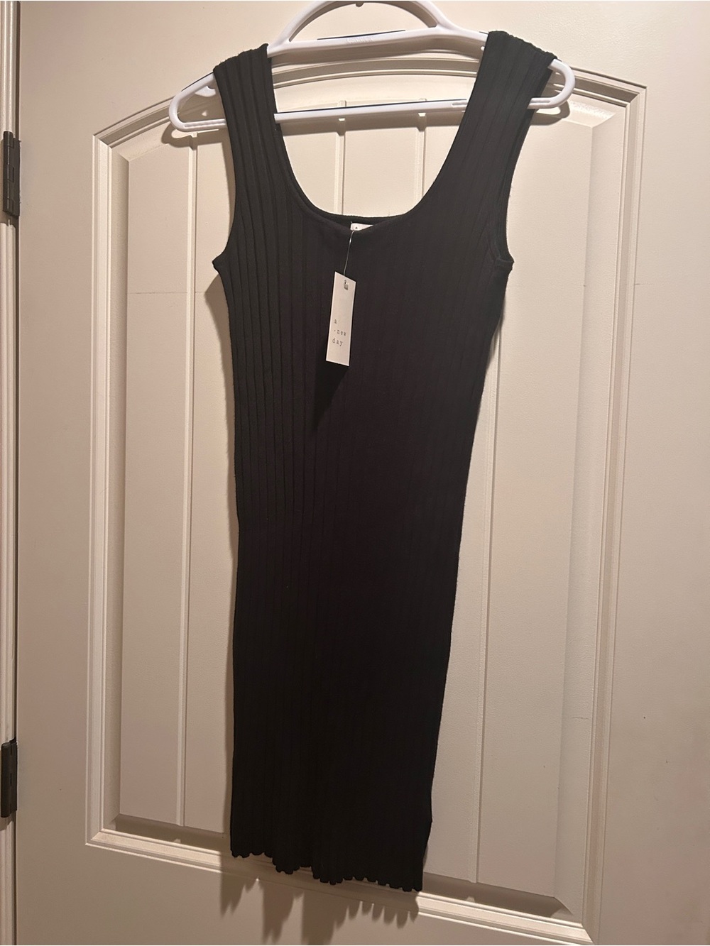 a new day Black Ribbed Sleeveless Midi Dress